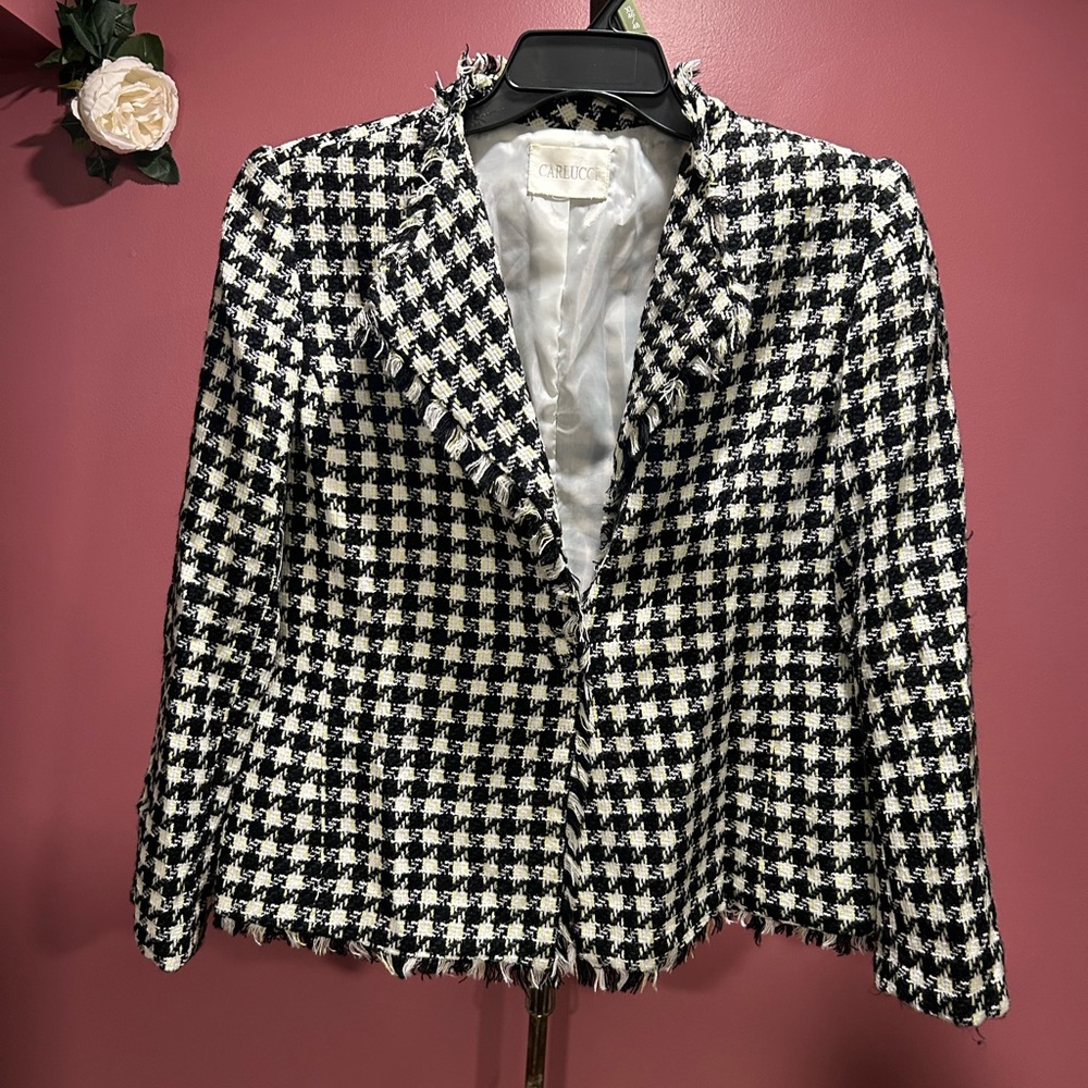 Carlucci Black and White Houndstooth Blazer